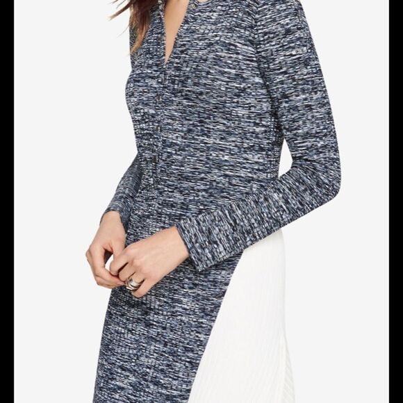 BCBGMAXAZRIA marled black ribbed knit midi top NEW - Picture 2 of 8